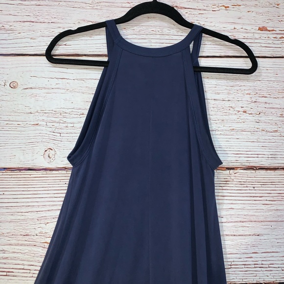 Francescas Blue Rain Halter Midi Dress Navy Size M - Picture 4 of 8